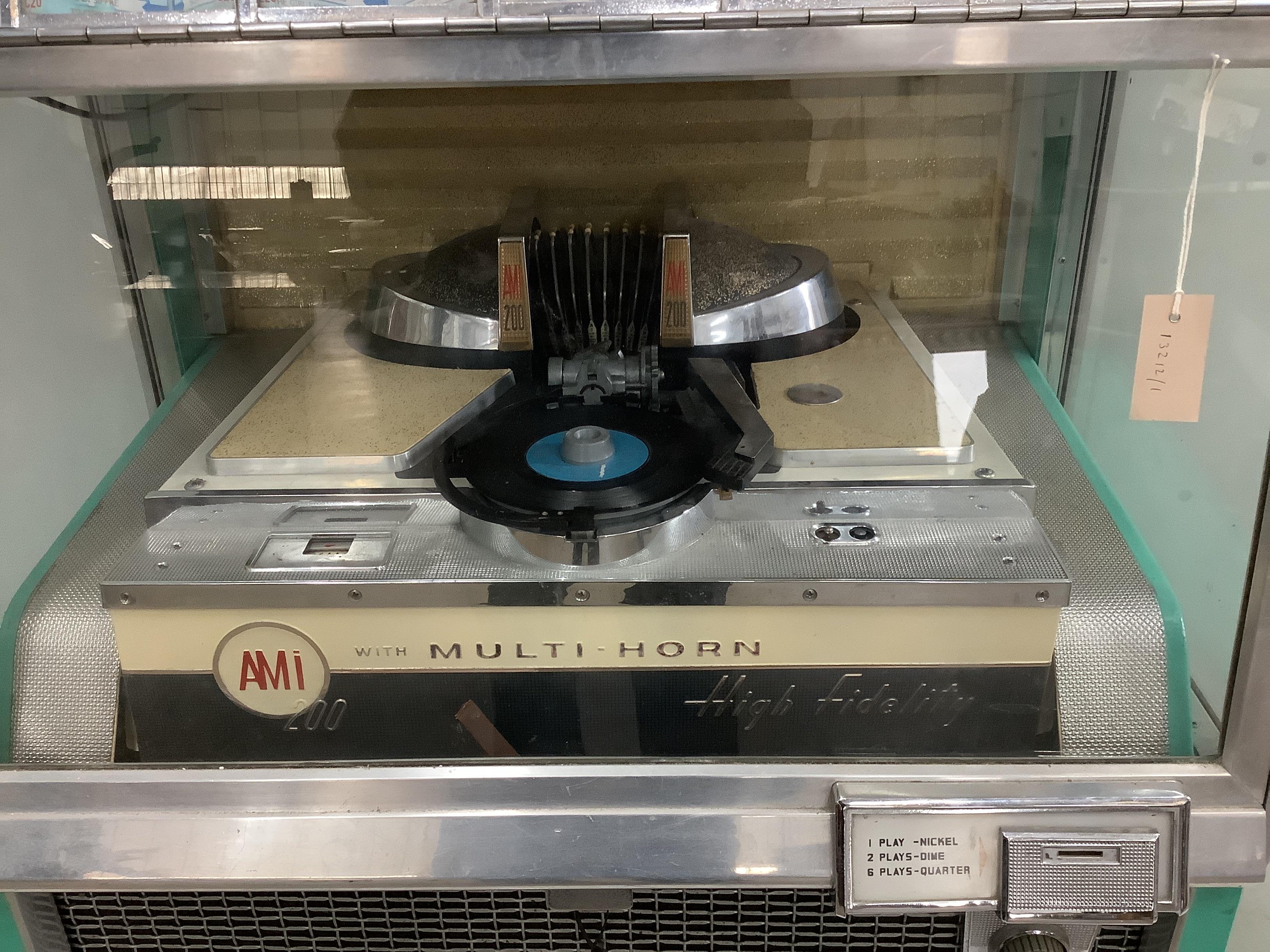 A mid century AMI 200 multi horn juke box, width 88cm, depth 68cm, height 160cm